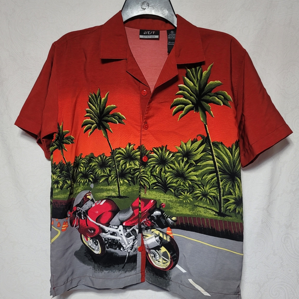 Red Palm Tree Motorcycle Men's Shirt